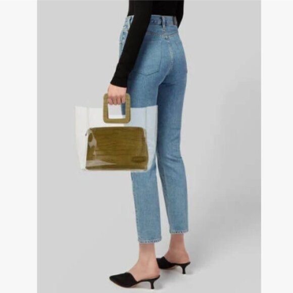 STAUD Clear Purse with Inner Clutch Faux Crocodile Print - Picture 1 of 13